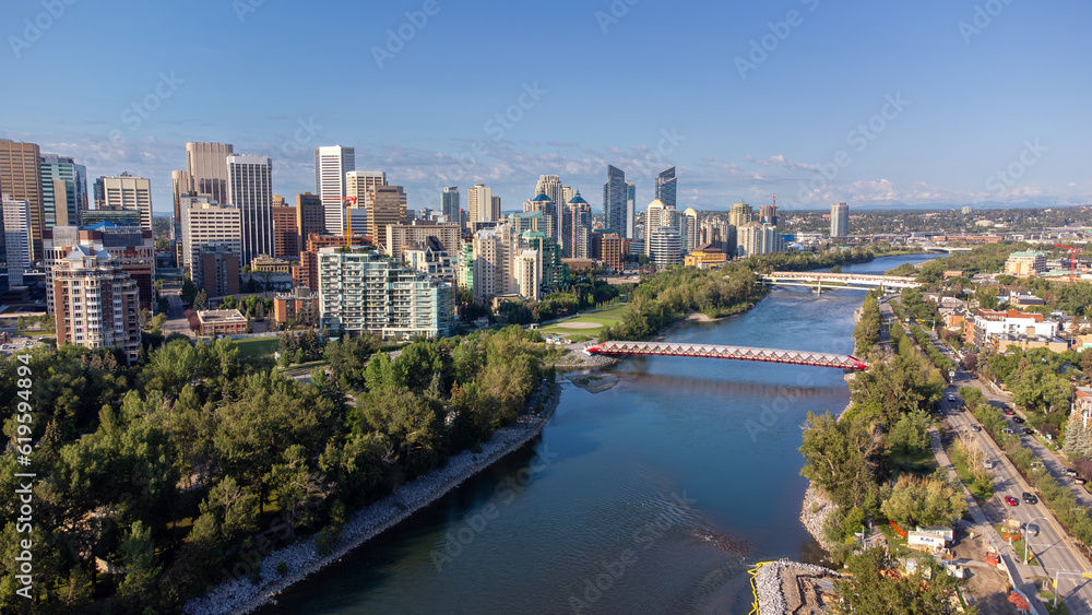 View of Calgary's skyline on a beautiful day.
