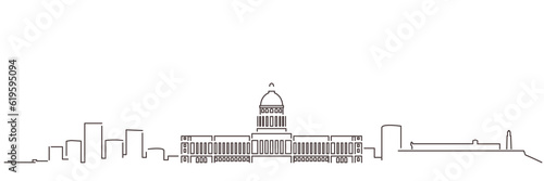 Havana Dark Line Simple Minimalist Skyline With White Background