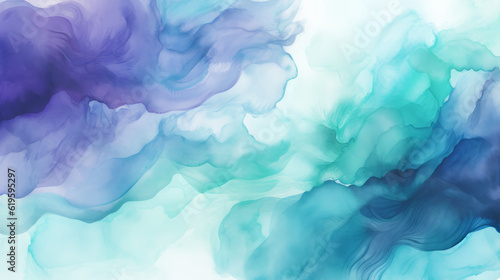  cool teal with rich violet watercolor abstract background