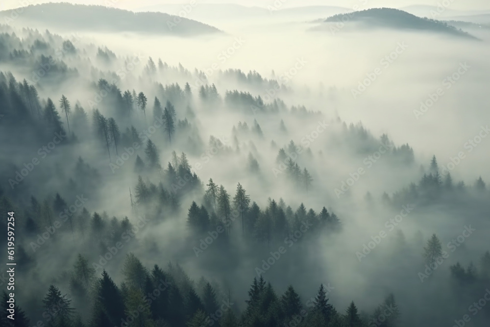Fototapeta premium Atmospheric composition featuring a thick layer of smokey fog. Generative AI