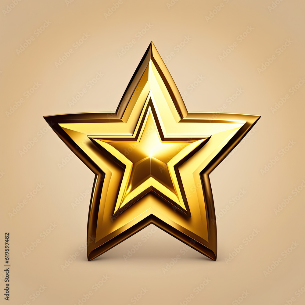 Image of a realistic golden star Image of a realistic golden star