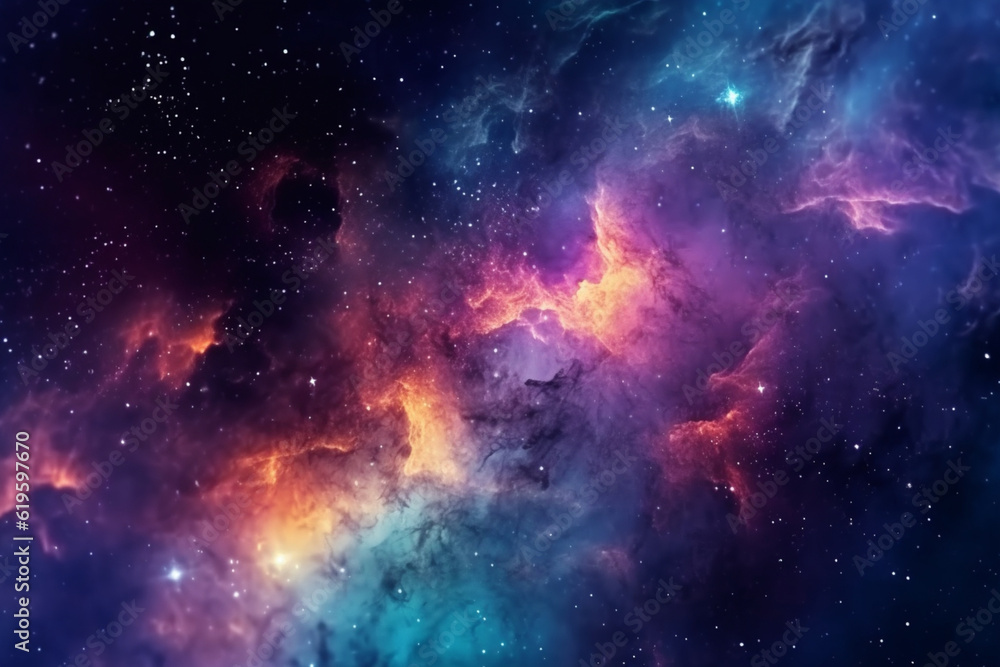 Captivating abstraction of a night sky, adorned with stars, nebulae, and galaxies. Generative AI