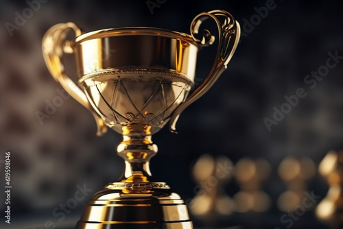 Champion golden trophy for winner background Success and achievement concept Sport and cup award theme Generative AI