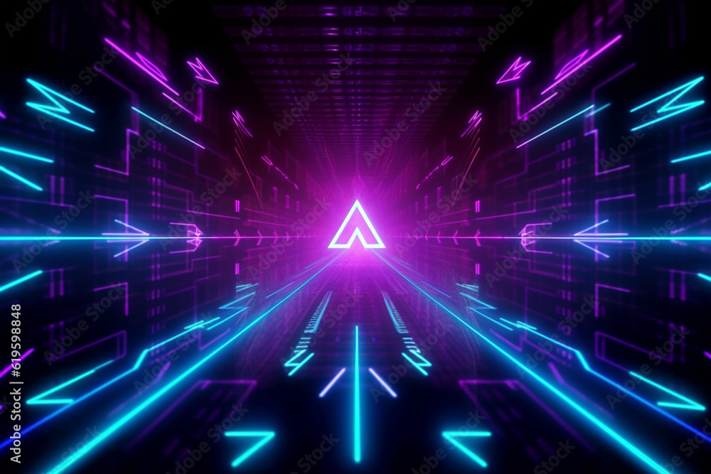 Dynamic backdrop featuring a digital transformation arrow chart and futuristic technology. Generative AI Dynamic backdrop featuring a digital transformation arrow chart and futuristic technology. Generative AI