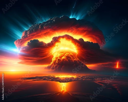 Nuclear atomic explosion, mushroom cloud