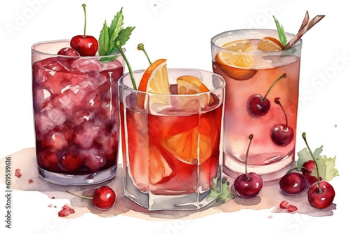 Wallpaper Mural Soft drinks in watercolor,ai generated Torontodigital.ca
