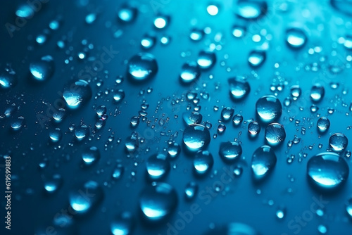 Wallpaper Mural Glistening water droplets on deep blue background with gradient and highlights. Generative AI Torontodigital.ca