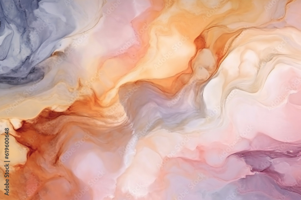 Fototapeta premium High-resolution design featuring an abstract watercolor wash and marble pattern texture. Generative AI