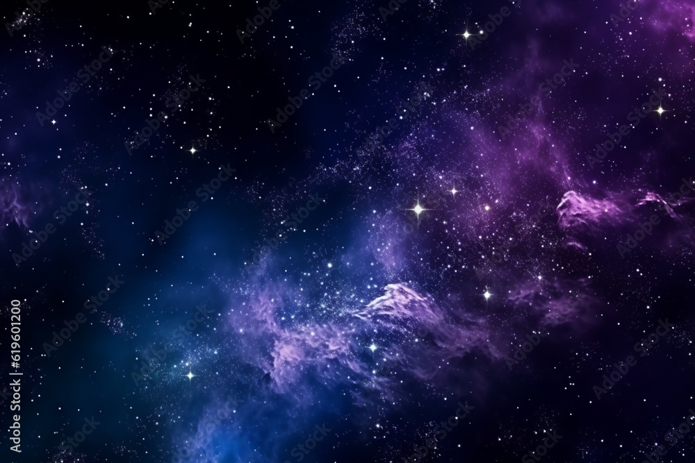 Mesmerizing abstraction of a night sky featuring stars, nebulae, and galaxies. Generative AI