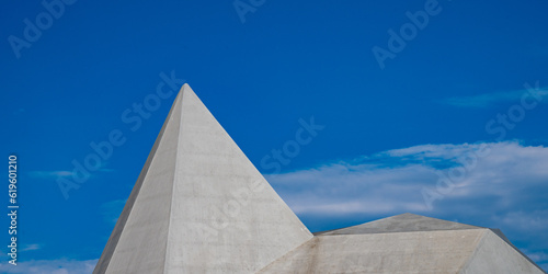 Abstract View of White Concrete Modern Building and Sky