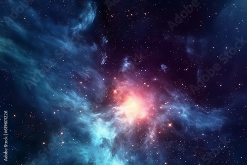 Mesmerizing abstraction of a night sky featuring stars  nebulae  and galaxies. Generative AI