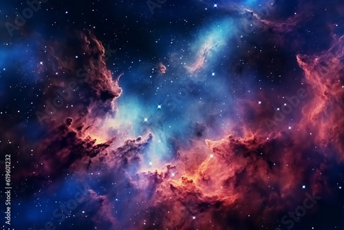 Mesmerizing abstraction of a night sky featuring stars, nebulae, and galaxies. Generative AI