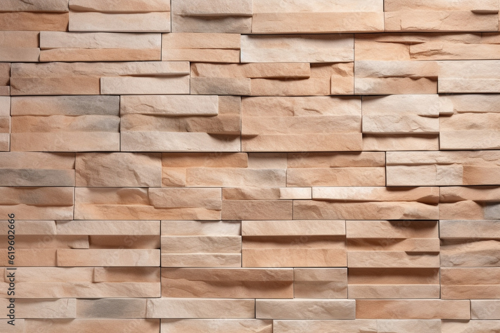 Sandstone facade pattern seamlessly integrated into the textured stone wall brick background. Generative AI Sandstone facade pattern seamlessly integrated into the textured stone wall brick background. Generative AI