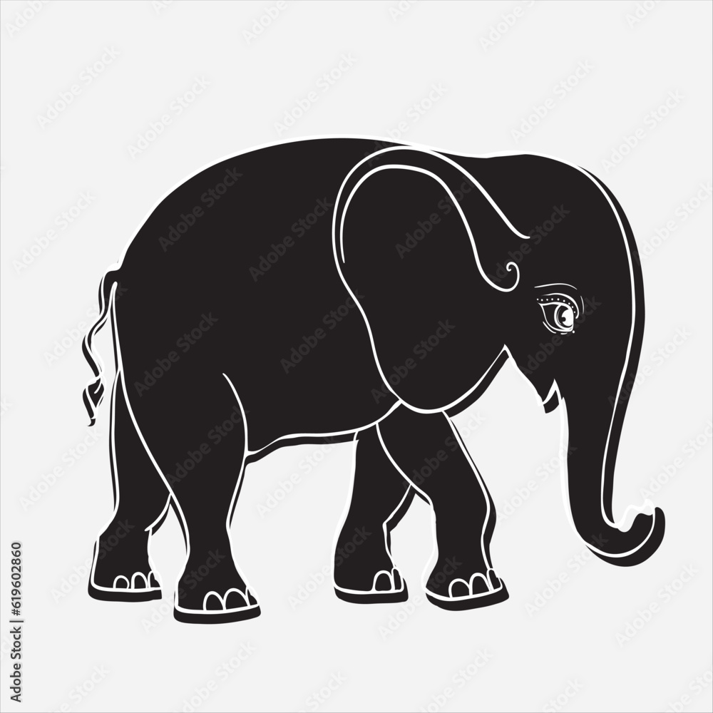 Fototapeta premium elephant silhouette isolated on white