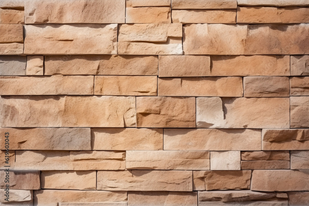 Textured stone wall brick background adorned with a seamless sandstone facade pattern. Generative AI Textured stone wall brick background adorned with a seamless sandstone facade pattern. Generative AI