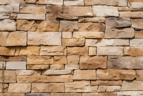 Textured stone wall brick with a seamless pattern of sandstone facade. Generative AI