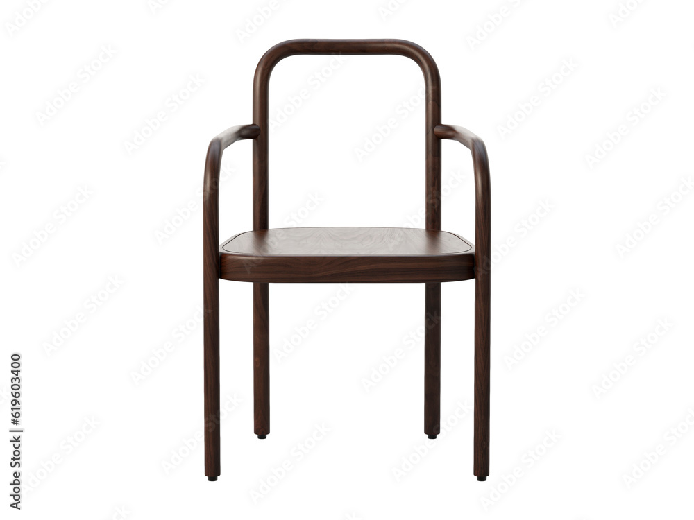 Midcentury steam-bent wooden chair with backrest and armrest. 3d render Midcentury steam-bent wooden chair with backrest and armrest. 3d render