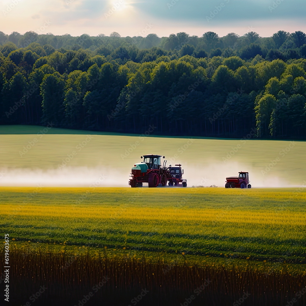 Fototapeta premium Farm Tractor Plowing