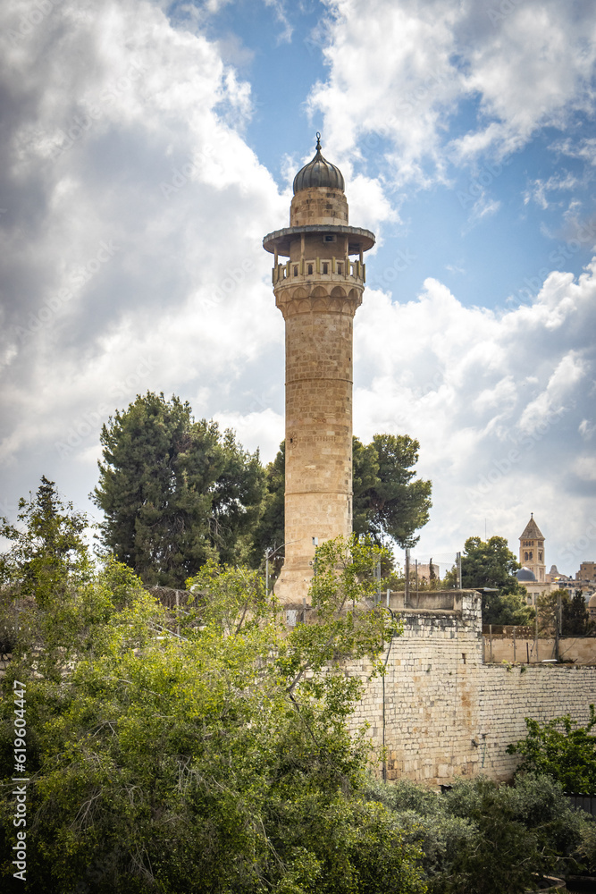 minarett, jerusalem, old city, rampart's walk, rampart, israel, middle east, religion