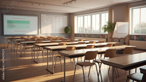 Modern classroom in high school or university, concept of learning and study