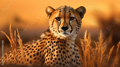 Stampa su tela Close up of hunting cheetah in kruger park, african wildlife