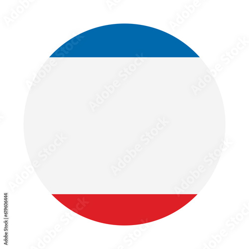 Autonomous Republic of Crimea flag vector illustration isolated on background. Russia region banner. Circle Flag of Crimea republic Russian federation. Disputed territory of Russia and Ukraine symbol.