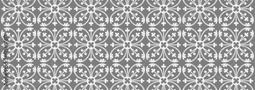 Historic Decorative All Over pattern. Vintage tilework and textiles grey Geometric Design. Abstract art.