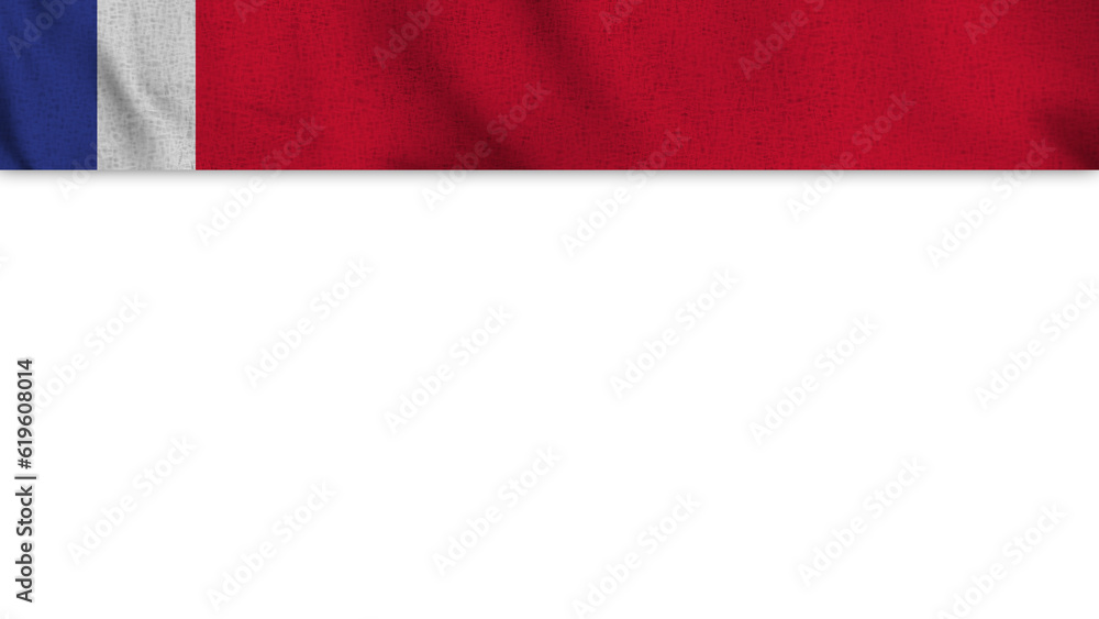 Long Realistic France Flag and Blank Background Area - 3D Illustration Long Realistic France Flag and Blank Background Area - 3D Illustration