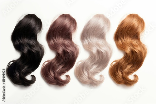 Hair Colors Palette, isolated on white background ,Generative ai