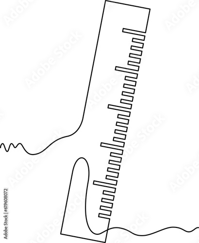 ruler line icon. one line continuous style. sketch, unique, line art concept. used for icon, symbol, sign, decoration, print. PNG