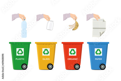 Vector infografic illustration of a separate garbage collection. Waste recycling