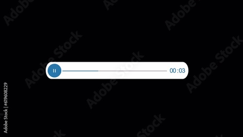 Playing audio animation on a voicemail bar design. Voice chat, voice messages icons on a transparent background with alpha channel. Smarphone, applications, social media, ui, internet concepts.