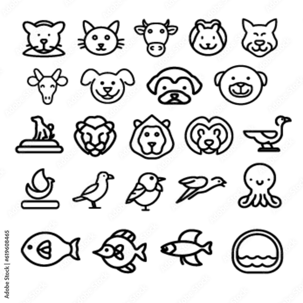 set of funny animals symbols set of funny animals symbols