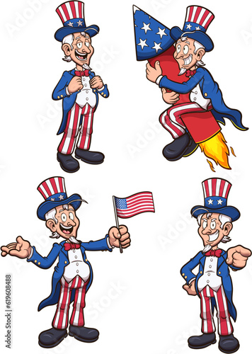 Uncle Sam With Different Poses. Vector illustration with simple gradients. © TheMaskedTooner