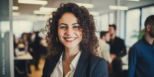 smiling business woman, office, business photo