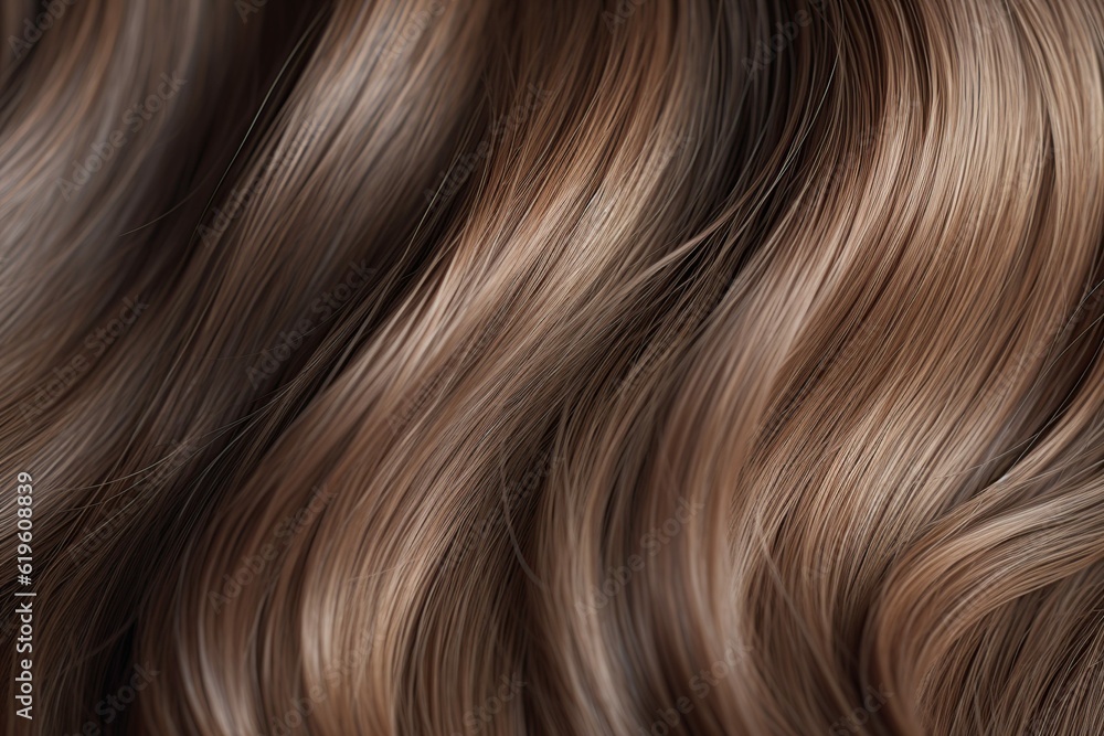 Beautiful healthy shiny hair texture with highlighted streaks, Generative ai Beautiful healthy shiny hair texture with highlighted streaks, Generative ai