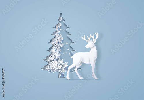 Reindeer with christmas tree