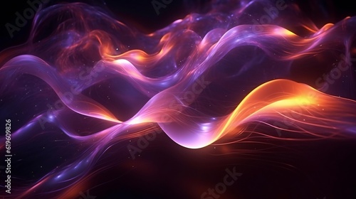 Abstract purple and orange waves on a vibrant background