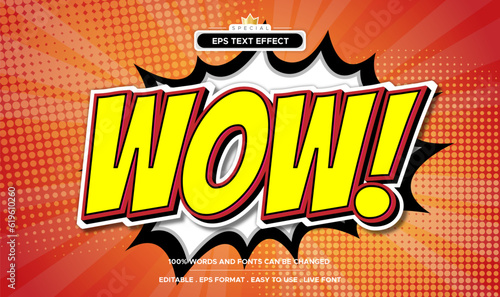 Wow cartoon comic style modern text effect editable