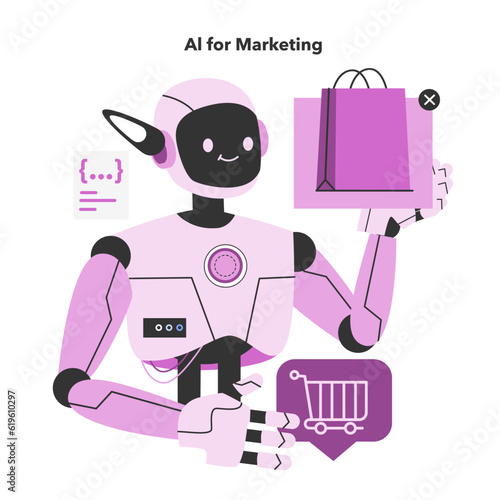 AI or artificial intelligence in marketing. AI-based targeting advertising