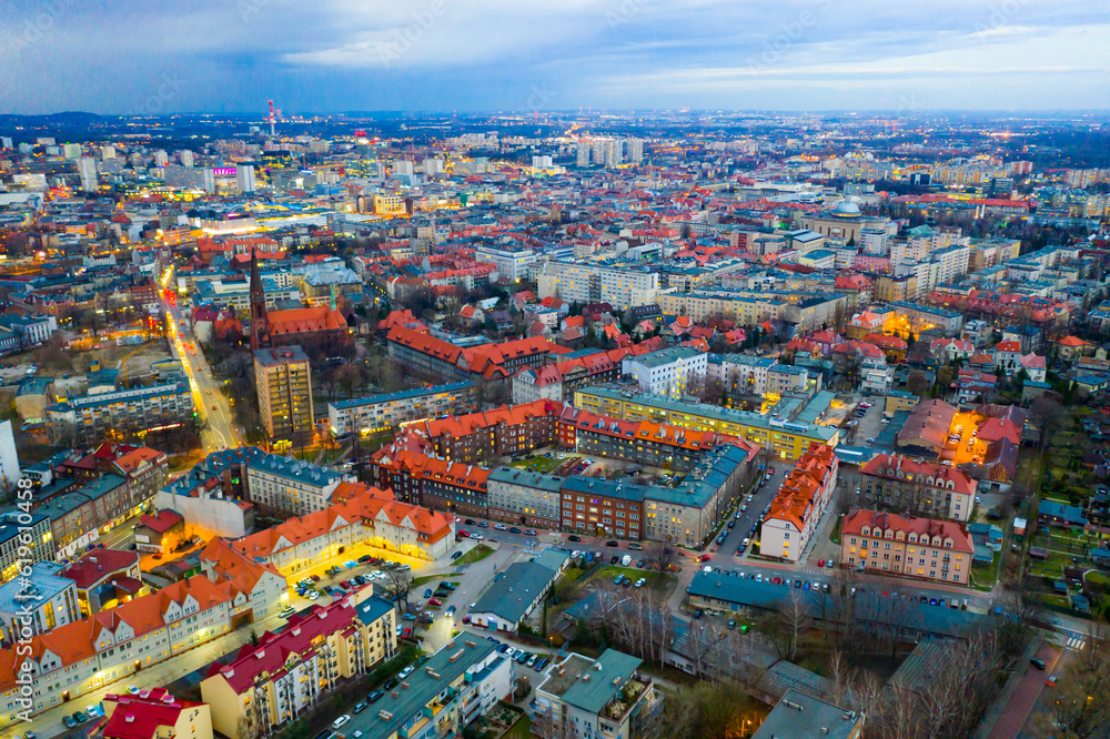 Obraz na płótnie Aerial view on the city Katowice. Poland w salonie
