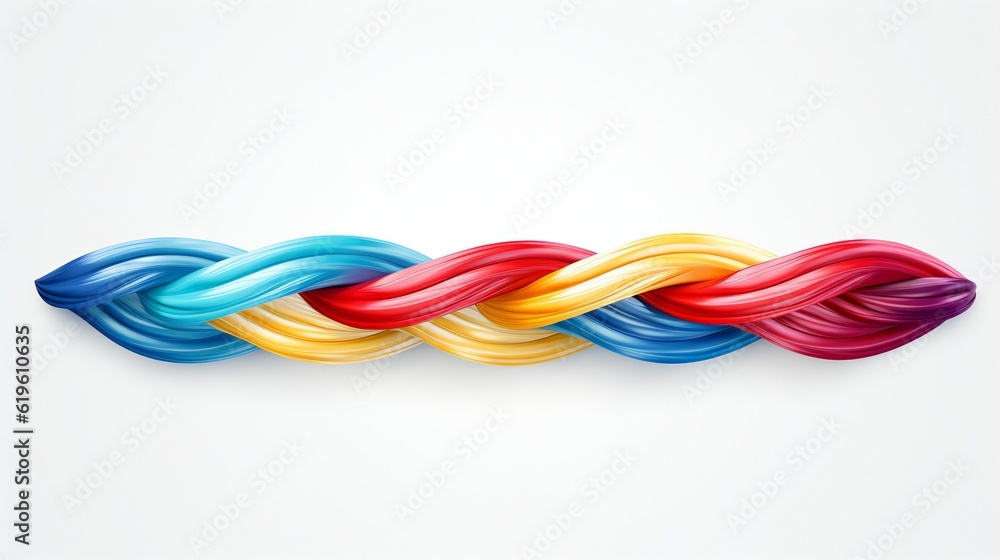 Four different colored braids on a white background Four different colored braids on a white background