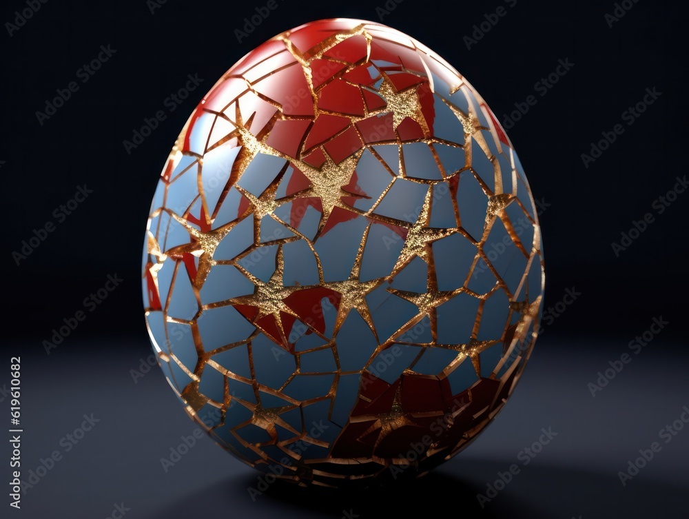 Jewelry egg made of stone inlaid with gold. design or decor. Generative AI. Jewelry egg made of stone inlaid with gold. design or decor. Generative AI.