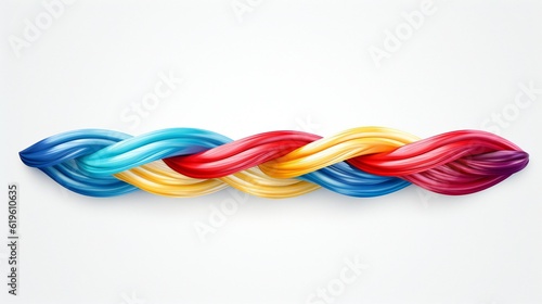 Four different colored braids on a white background