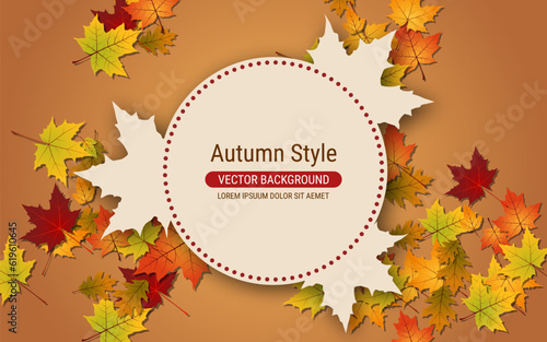 Autumn style background with colorful leaves. Banner  coupon  card  flyer  booklet vector template