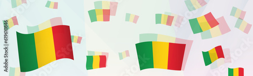 Mali flag-themed abstract design on a banner. Abstract background design with National flags.