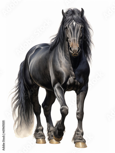 Black horse mane tail hooves an animal is a friend of a person  a pet