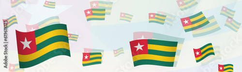 Togo flag-themed abstract design on a banner. Abstract background design with National flags.