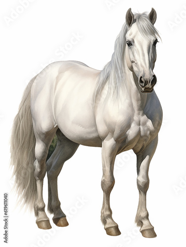 White horse mane tail hooves an animal is a friend of a person  a pet