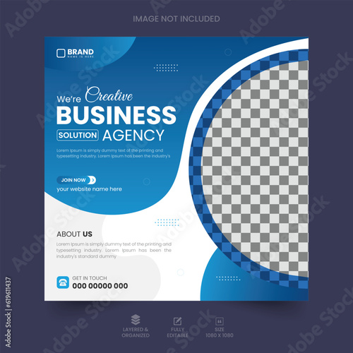 Corporate business social media post design template. Business marketing agency promotion social media banner. Digital marketing agency business promotion social media post template.